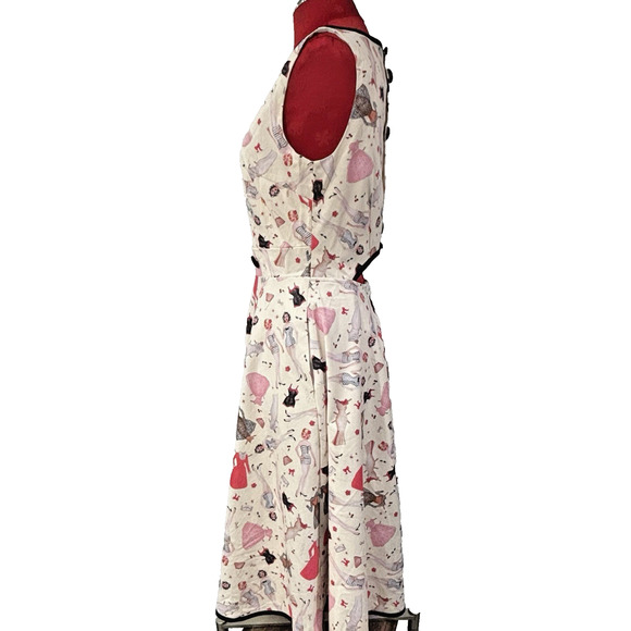 Voodoo Vixen Sleeveless Dress Fit & Flare size L Sundress Cut Out Novelty Print - Picture 7 of 12